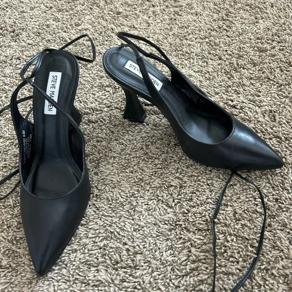 Steve Madden Black Lace-Up Heels - Picture 2 of 3
